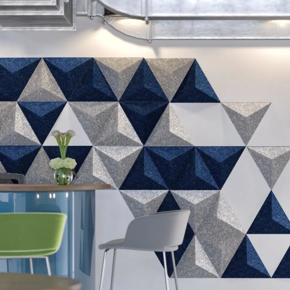 PYRAMID 3D Acoustic Felt Wall Panels grey and navy composition NAVY Multipack Decormania UK
